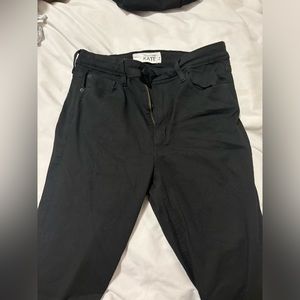 Black skinny and stretchy jeans. Very comfy!